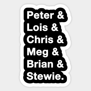 Family Guy Names white Sticker